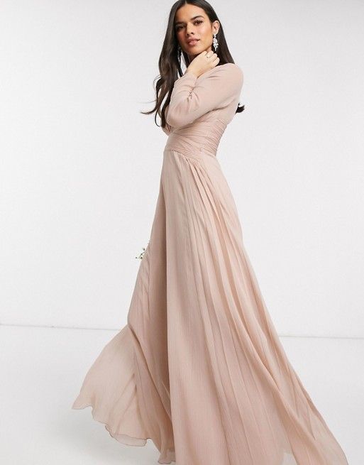 asos design bridesmaid cami wrap tie waist maxi dress with layered skirt