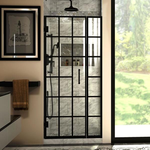The Home Depot Sells Black Matte Gridded Glass Shower Doors