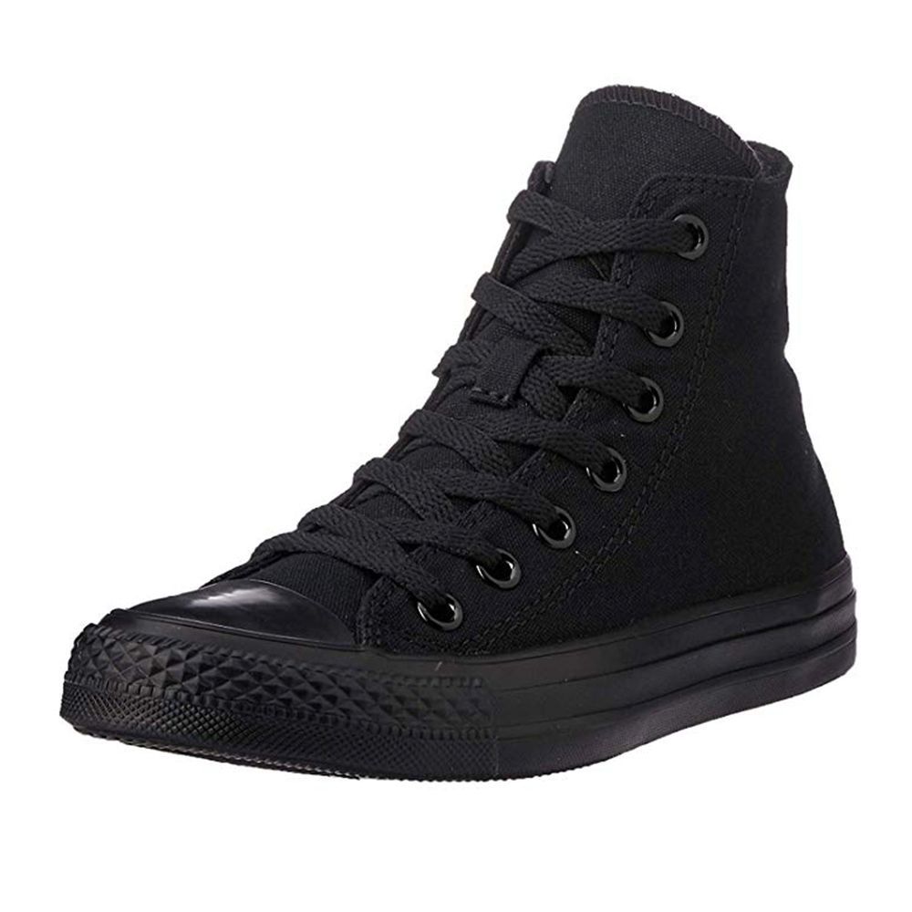 high top all black sneakers