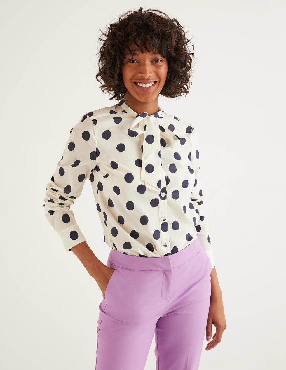 Keira Bow Neck Shirt - Ivory, Brand Spot