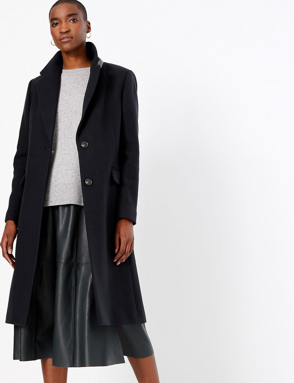 Wool Blend Single Breasted Coat