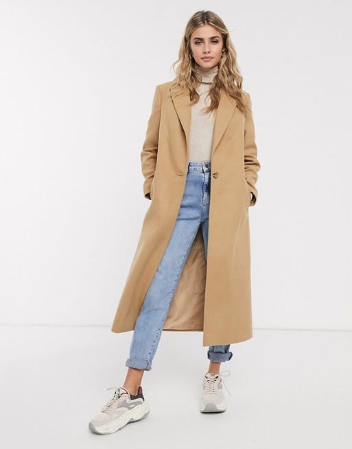 Miss Selfridge tailored maxi coat in camel, £94