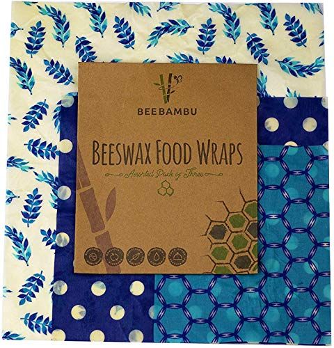 Beeswax Wraps – Set of 3 (Large, Medium, Small) – Zero Waste Washable Reusable Beeswax Food Wrap – Alternative to Cling Film + Bonus PDF E-Book - Bee Bambu