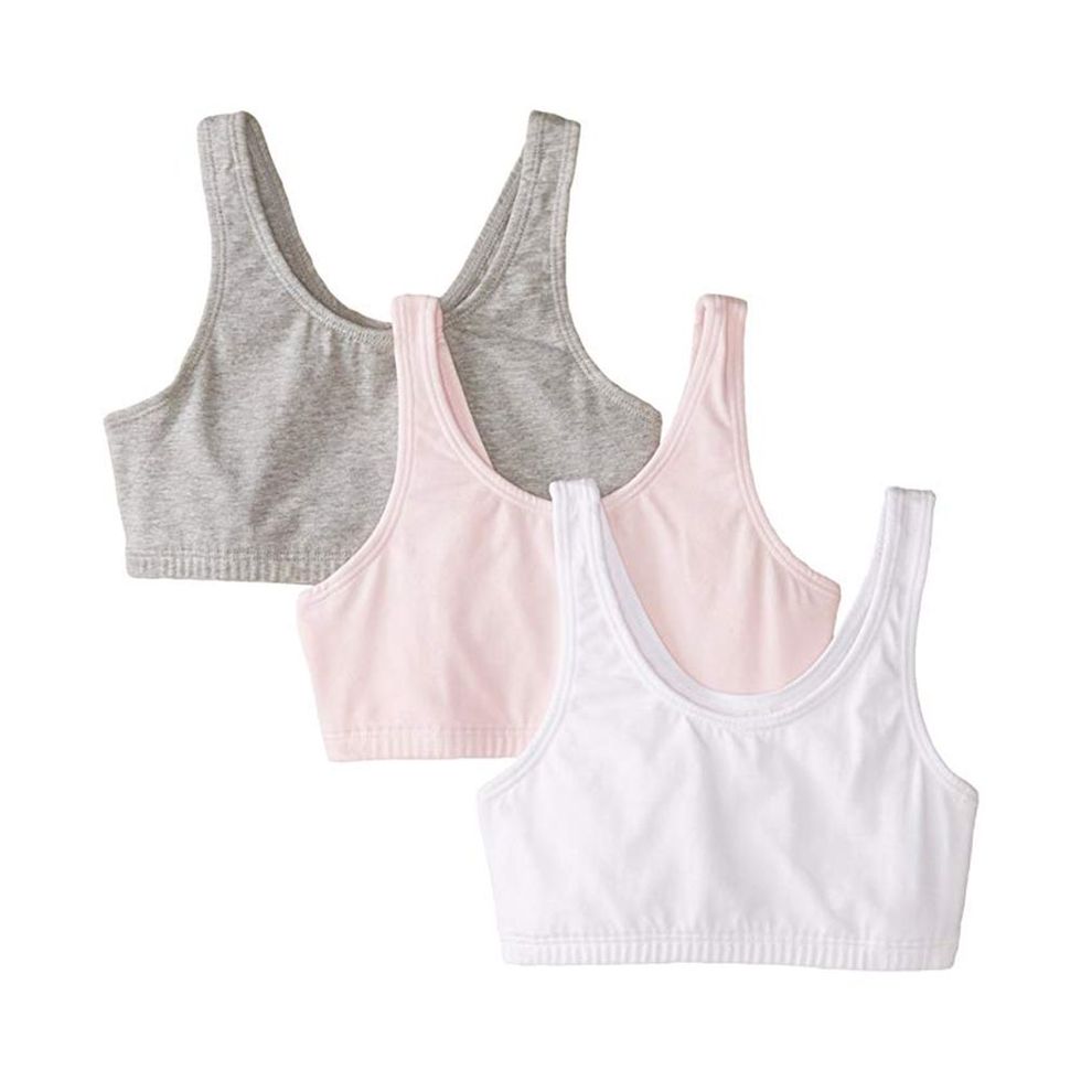 Fruit of the Loom Big Girls Cotton Built-up Sports Bra 3 Pack Size 28