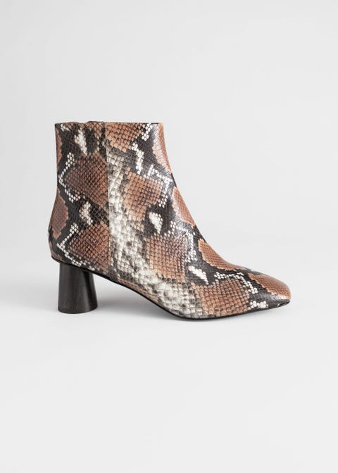 two tone snakeskin booties