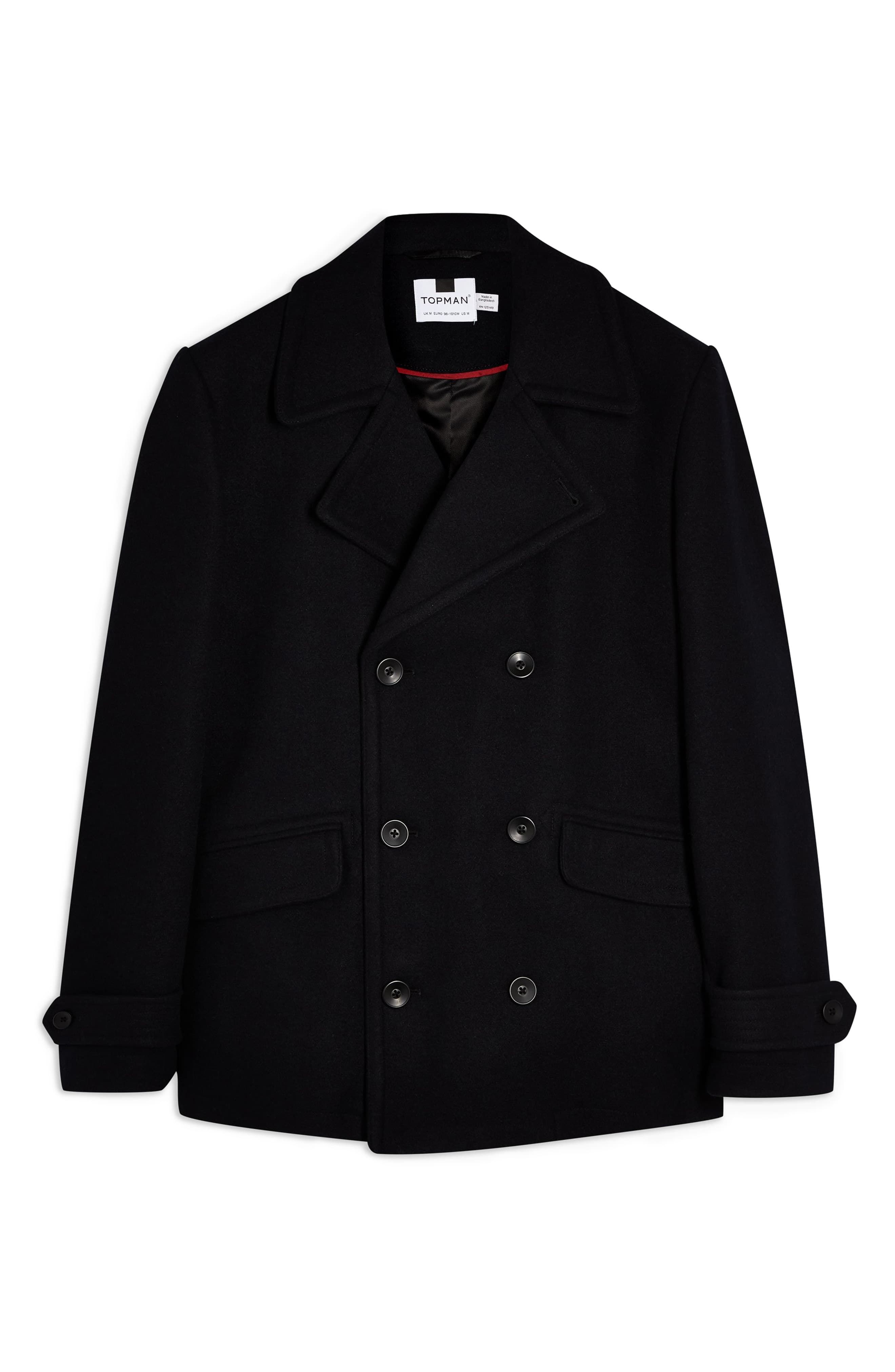 New Black Men Soft Suede Double Breast Pea Leather Coat Jacket Blazer Suit JV