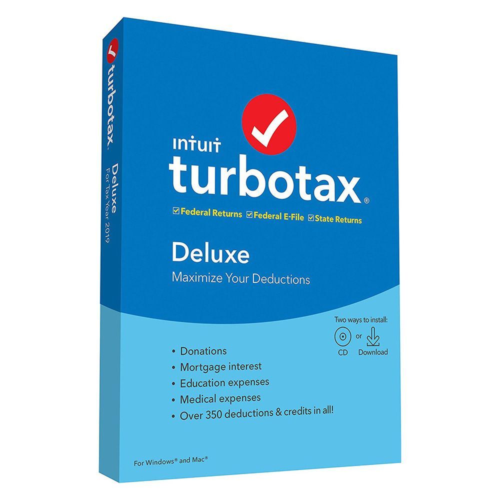 TurboTax Tax Software Deluxe + State 2019