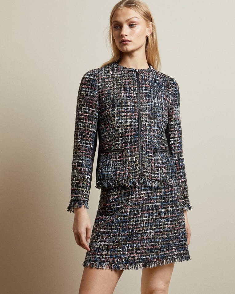 Honoraa Frayed boucle zip jacket