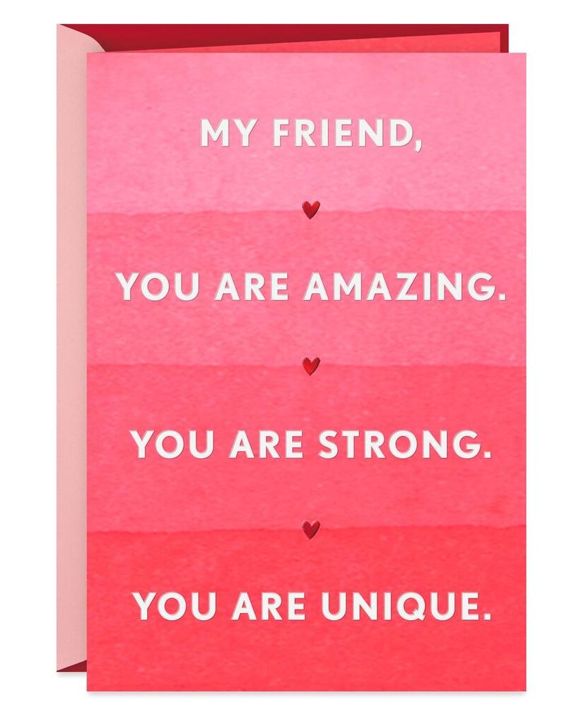 Amazing, Strong, Unique Friend Valentine's Day Card