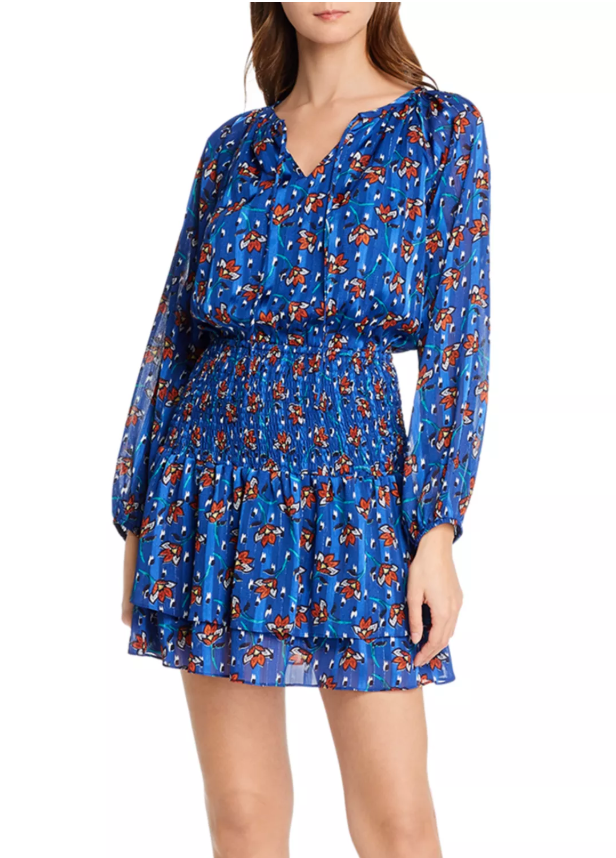 Smocked Floral Dot Dress 