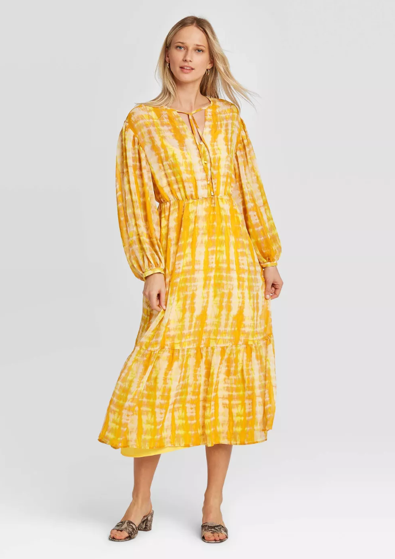 Split Neck Midi Dress