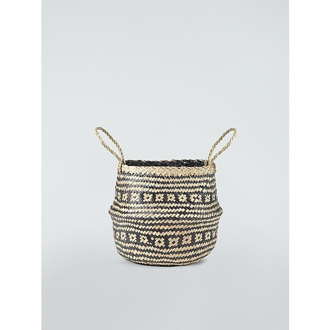 Monochrome Pattern Seagrass Belly Basket