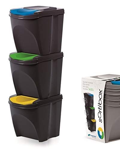 3x Stackable Recycling Plastic Bins