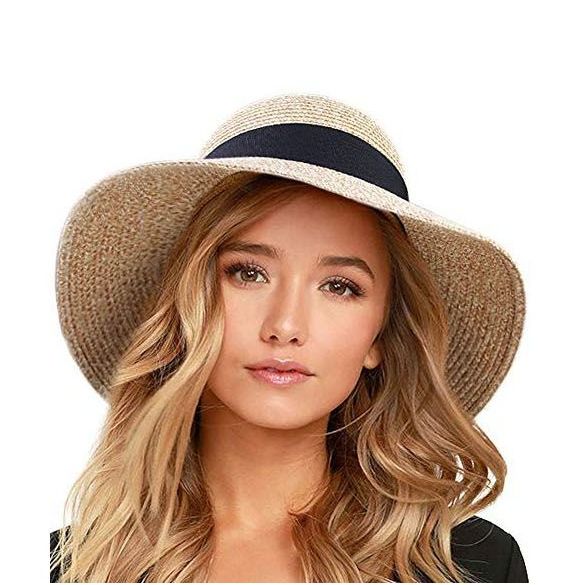 Foldable Beach Sun Straw Hat with UPF 50+