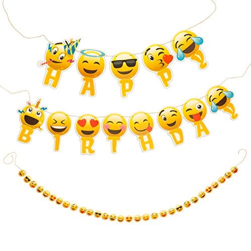 Happy Birthday Banner Emoji with Garland Strip
