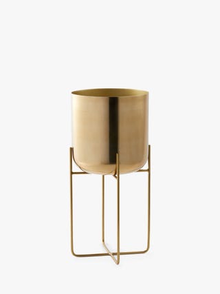 Spun Metal Large Standing Planter, Brass