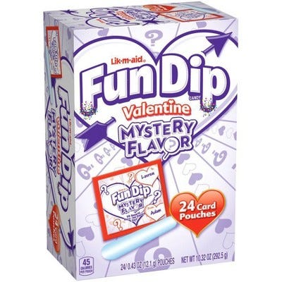 Lik-m-aid Fun Dip Valentine's Day Exchange Mystery Flavor Candy & Card Kit - 10.32oz/24ct