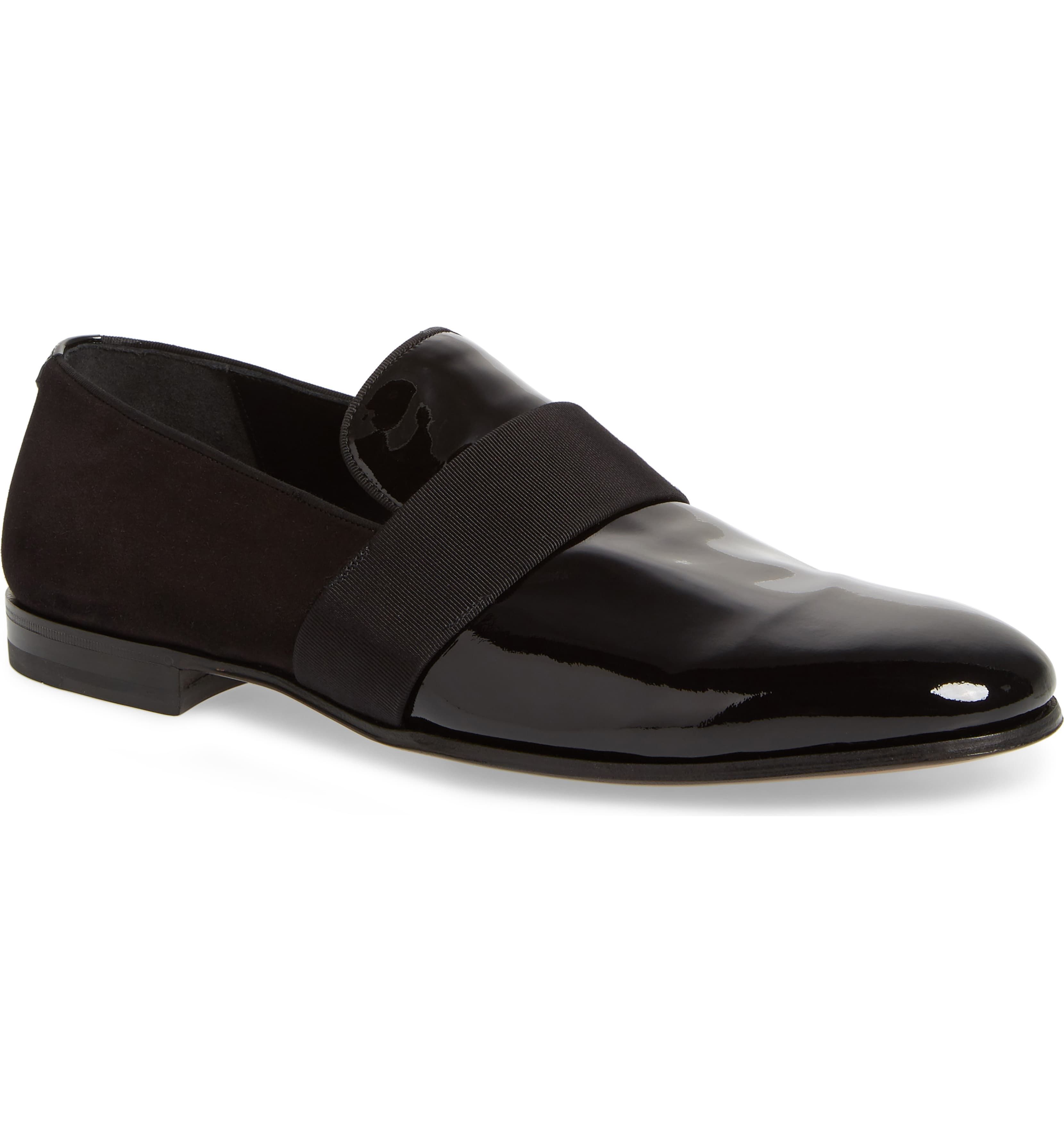 non patent leather shoes with tuxedo