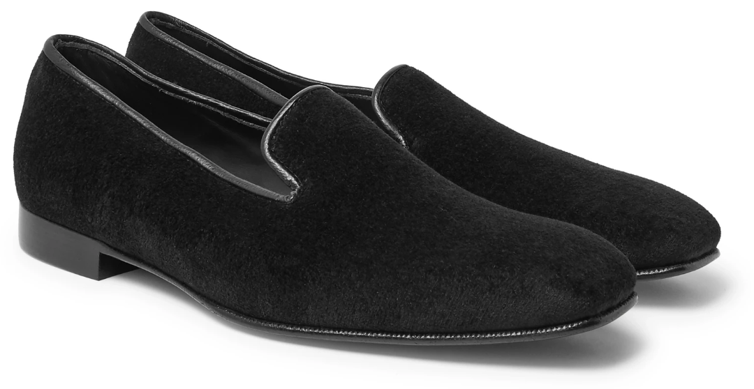 velvet loafers with tuxedo