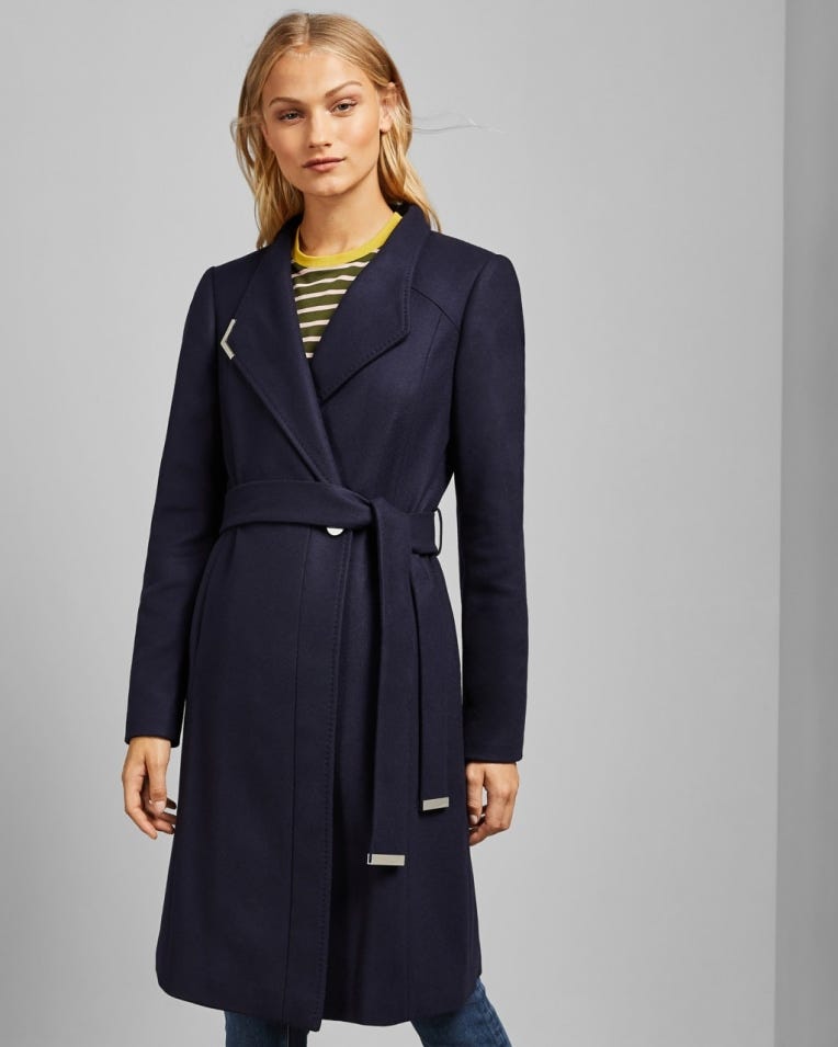 Long Belted Wrap Coat