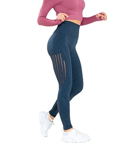 KLGDA Premium Soft Knit Tights High Waist Yoga Pants Stretch Striped Short Pants 