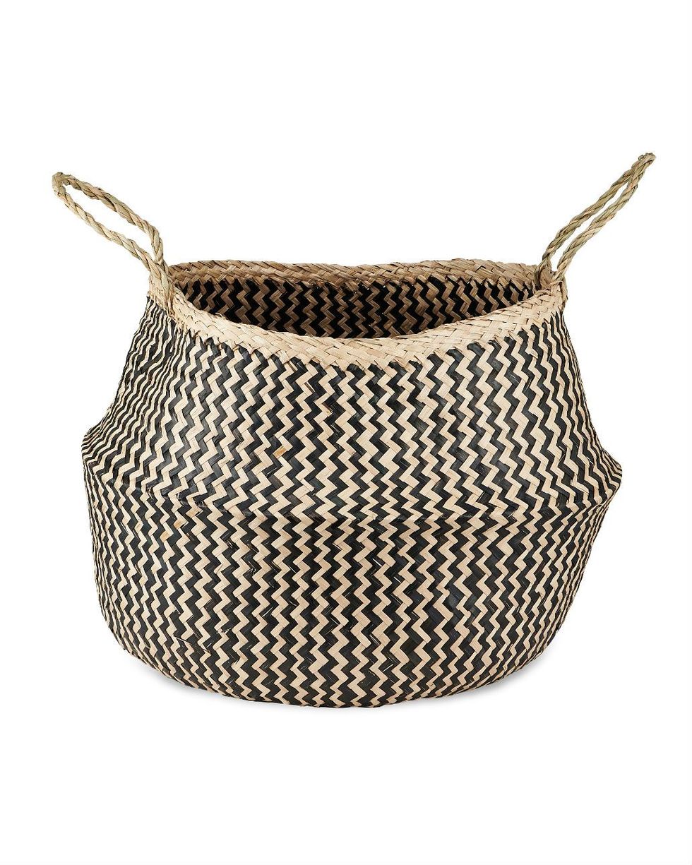 Black & Natural Ekuri Seagrass Basket, Large