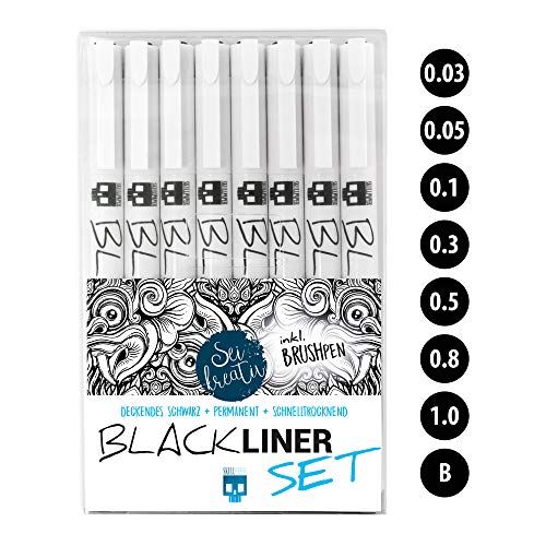 SKULLPAPER® set Blackliner - nero 8 pezzi 