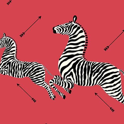 Scalamandre Zebras - Wallpaper Masai Red Wallpaper