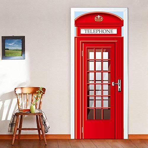 Red Telephone Booth Door Mural 