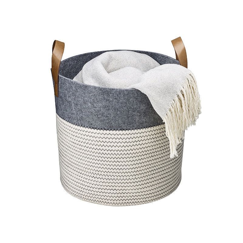 Bedroom Grey Stackable Woven Basket Paper Rope Bin La Jol/íe Muse Storage Baskets Set 4 Closet Storage Box for Makeup Bathroom