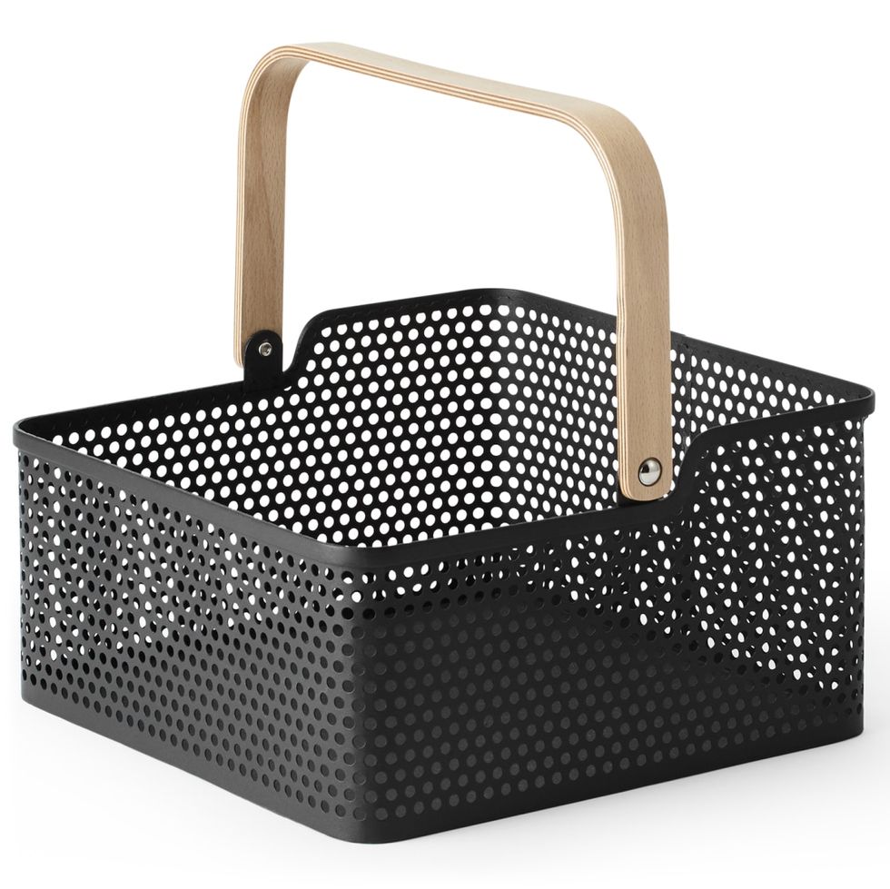 Kennedi Perforated Metal Square Storage Basket, Black