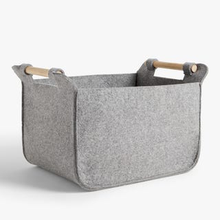 Felt Storage Basket with Ash Handles Felt Storage Basket with Ash Handles