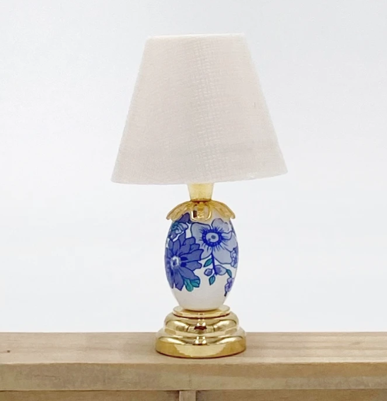 Blue Floral Lamp For Dollhouse