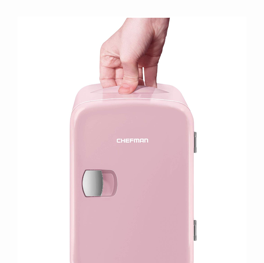 Crownful 4Liter/6 Can Portable Cooler and Warmer Mini Fridge (Pink)