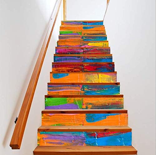 Colorful Art Oil Painting Self-Adhesive Stairs Risers Stickers