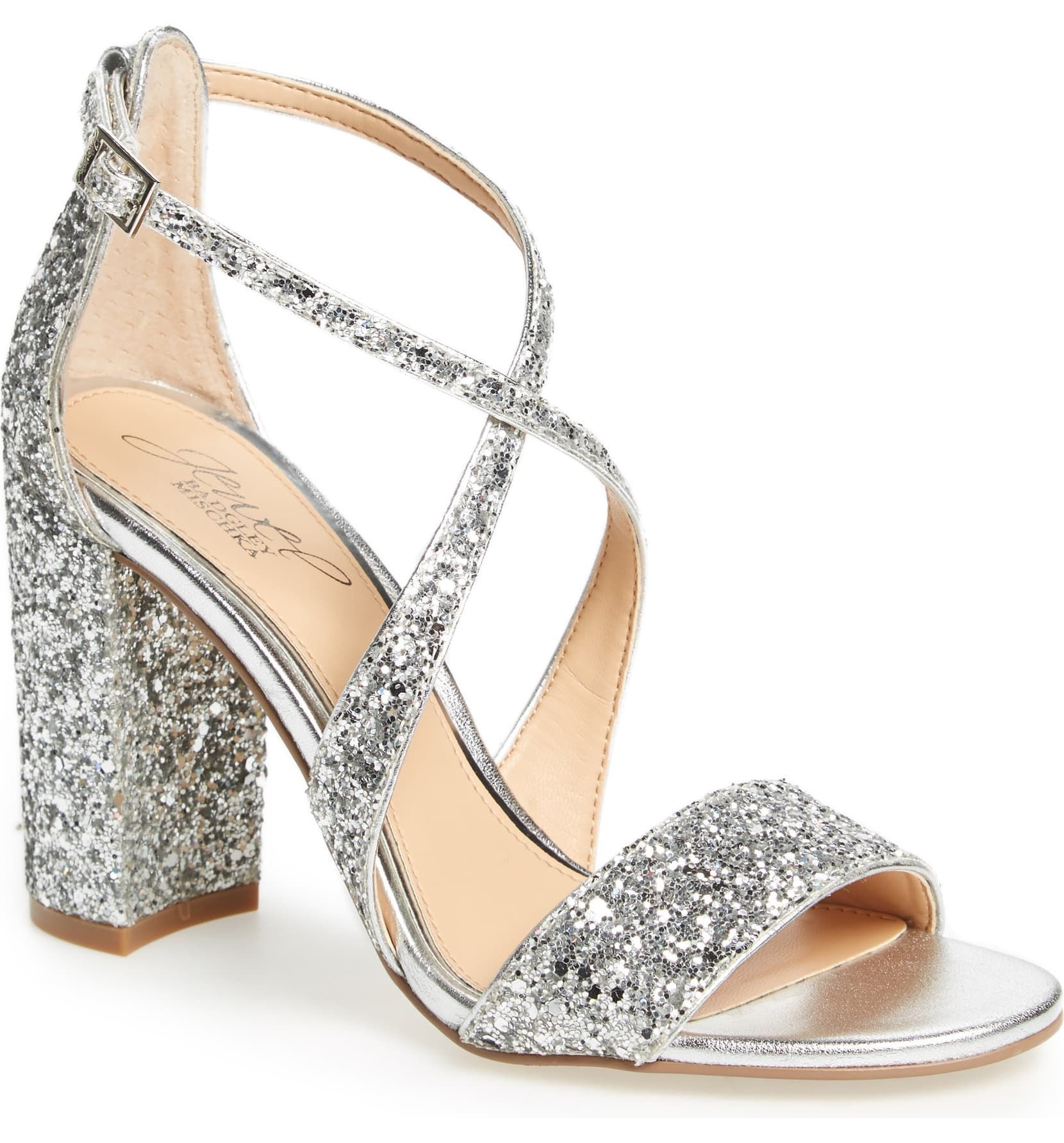 silver fat heels
