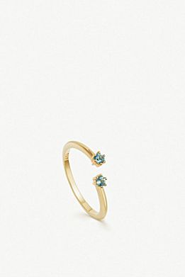 Astley Clarke linia 18ct yellow gold-plated London blue topaz open ring