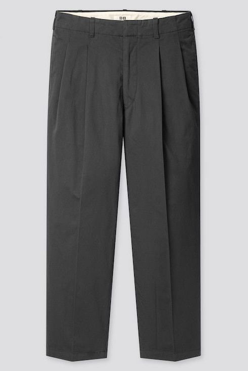 Wide-Fit Pleated Tapered Pants