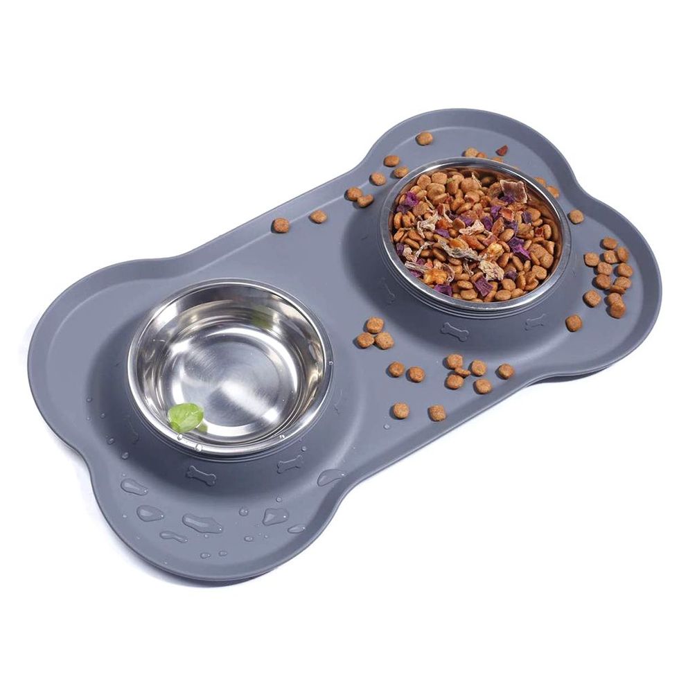 Vivaglory Dog Bowls Set with Double Stainless Steel Feeder Bowls