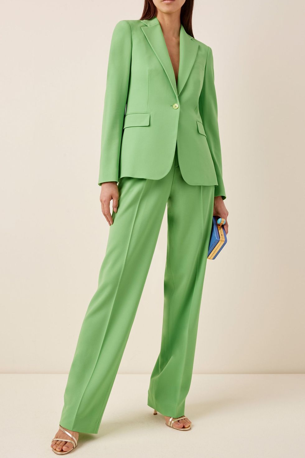 St Patricks Day Outfits Fall Fits  Green Cropped Blazer Wide Leg