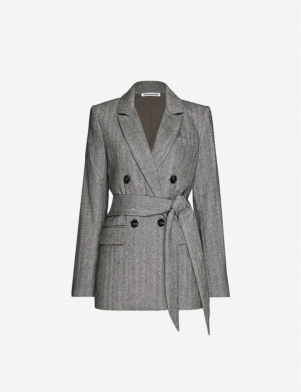 Reformation herringbone-print wool-blend blazer