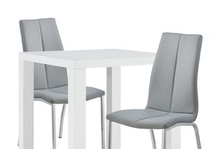 Argos Home Lyssa White Gloss Table & 2 Grey Milo Chairs