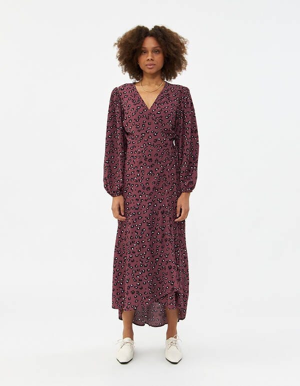 Olive Dress in Leopard Burgundy