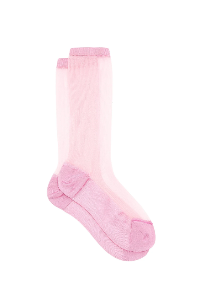 Sheer Ribbed Silk-Blend Socks