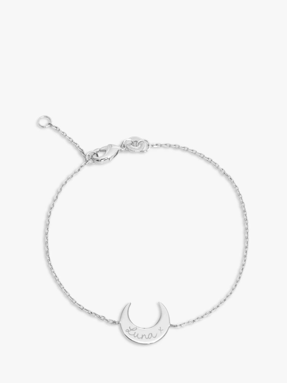 Merci Maman Personalised Crescent Moon Chain Bracelet