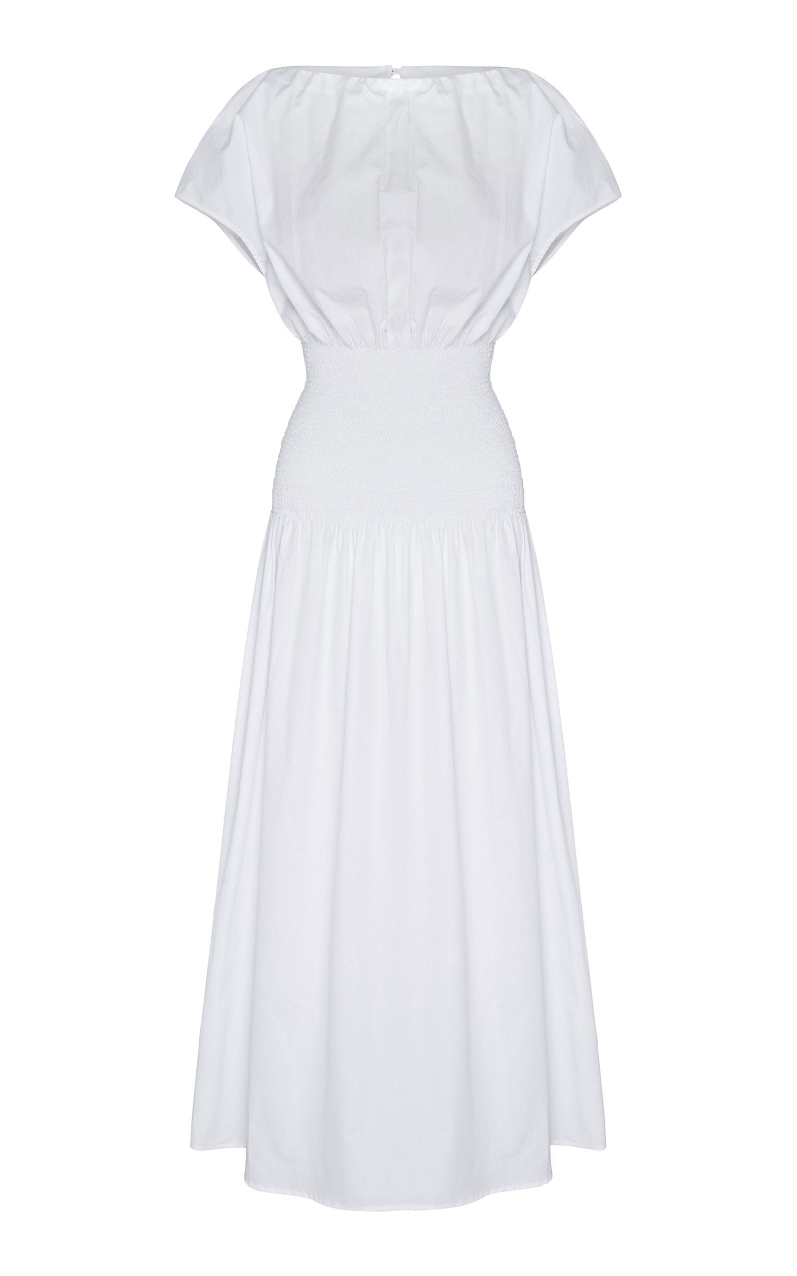 Emma-Kate Shirred Cotton-Poplin Midi Dress by Anna Quan