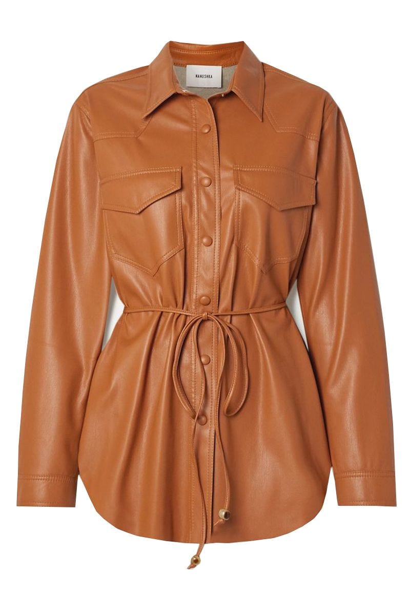 Eddy belted vegan leather shirt