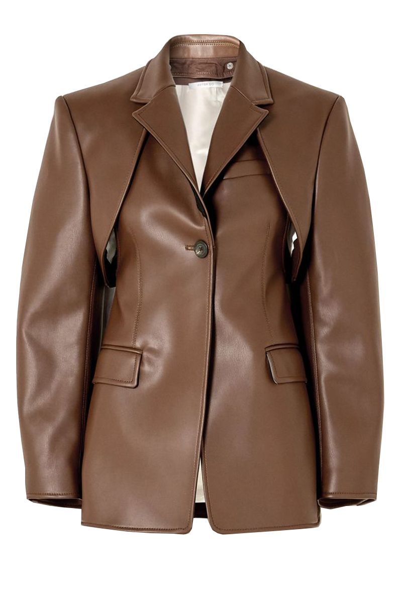Convertible faux leather blazer