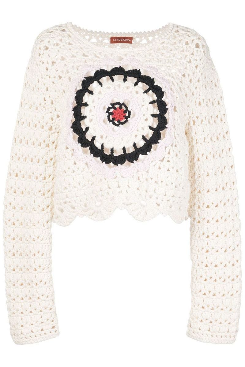 cropped crochet knit jumper
