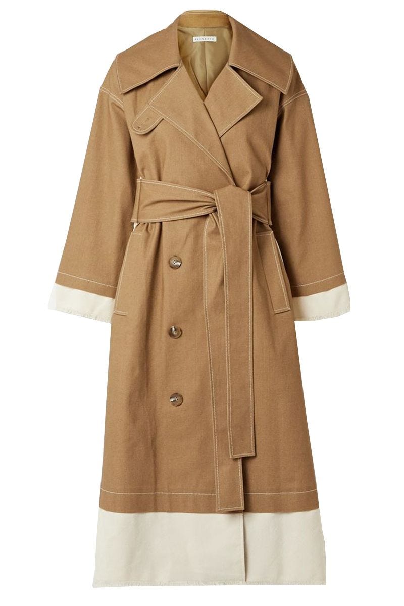Gladys paneled cotton-blend canvas and drill trench coat